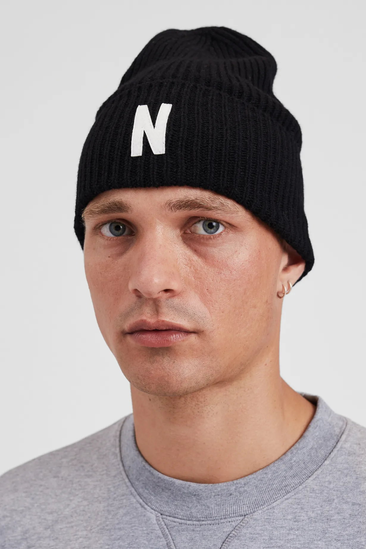 Merino Lambswool Rib N Logo Beanie>Norse Projects Hot