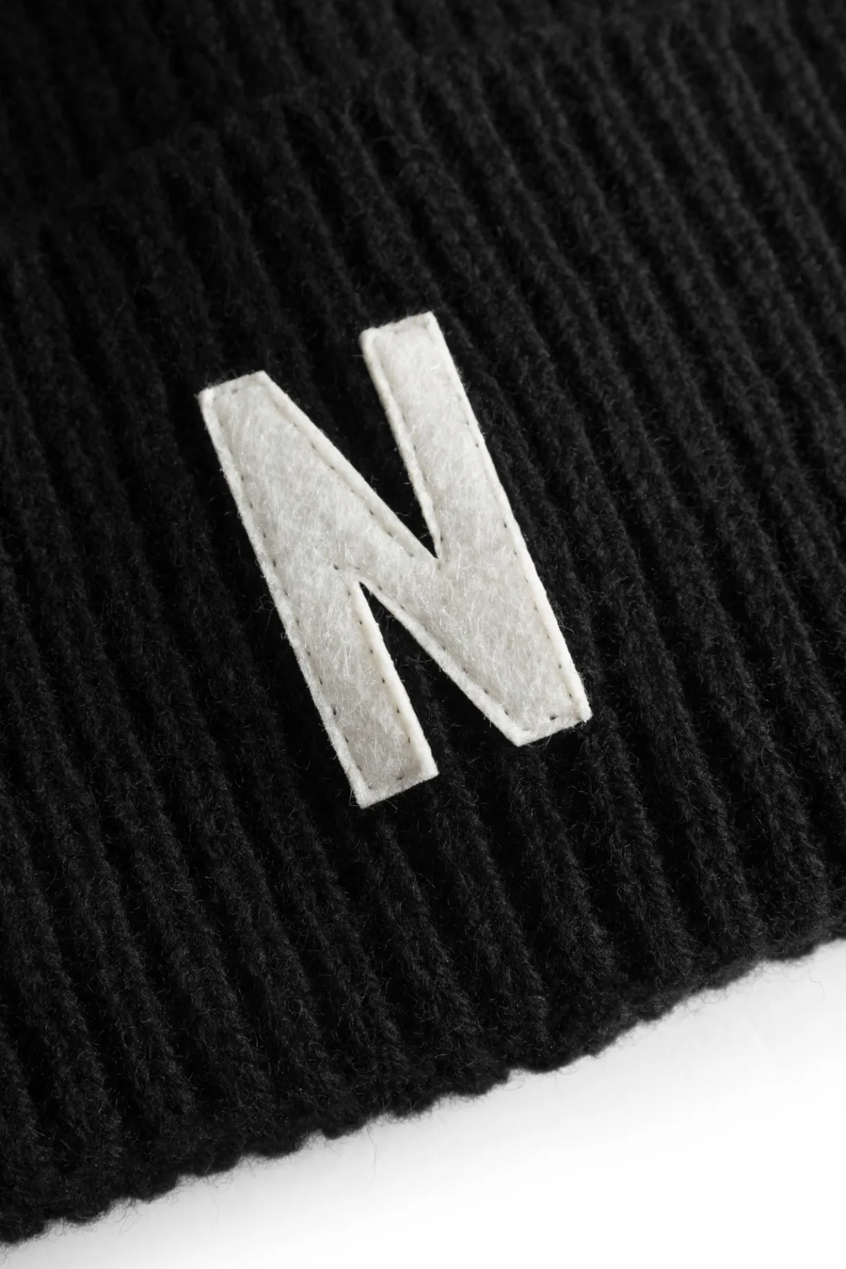Merino Lambswool Rib N Logo Beanie>Norse Projects Hot