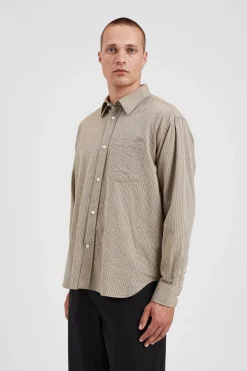 Mo Oversized Striped Shirt><noscript><img width=